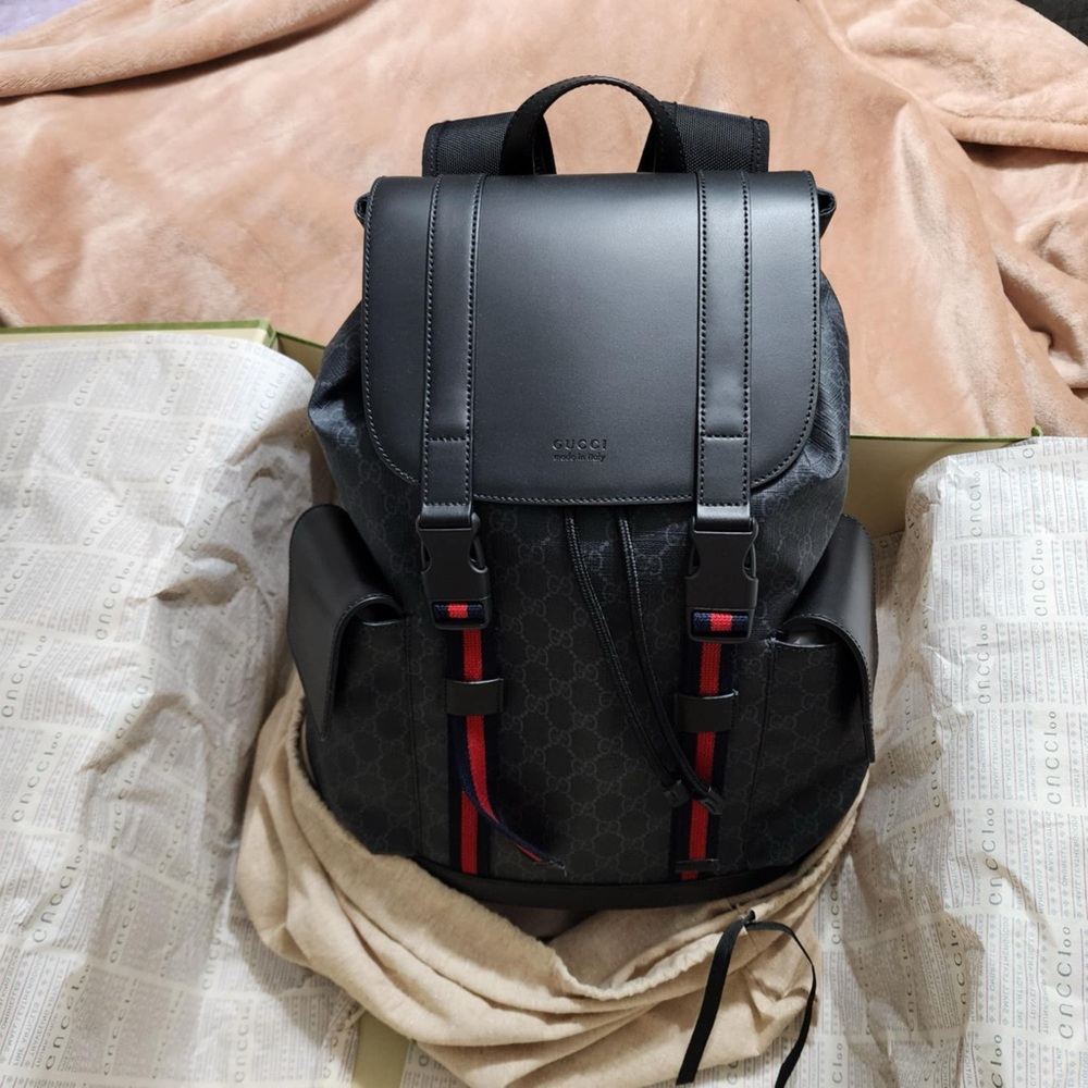 Gucci Black and Red Signature Backpack - Picture 4 of 5